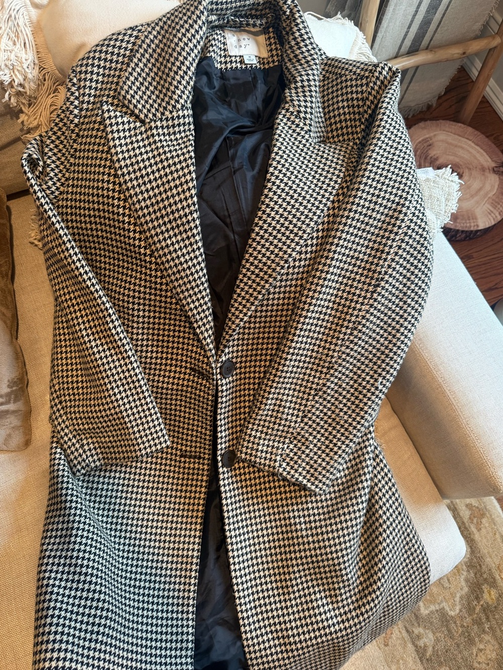 a new day Women's Houndstooth Pea Coat